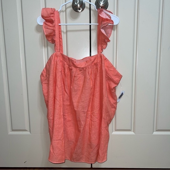 NWT Old Navy Coral Sleeveless Ruffle-Trim Linen-Blend Women’s Top Size XXL - Picture 2 of 14